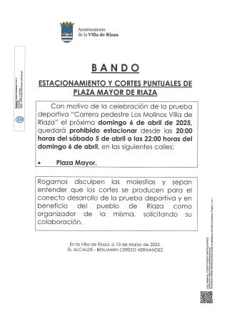 Imagen ESTACIONAMIENTO Y CORTES PUNTUALES DE PLAZA MAYOR DE RIAZA
