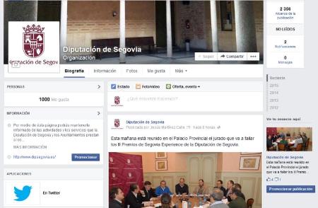 Imagen La página de facebook de la Diputación alcanza el millar de seguidores