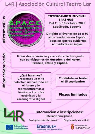 Imagen Convocatoria para intercambio juvenil Erasmus+ SPACE en Sepúlveda
