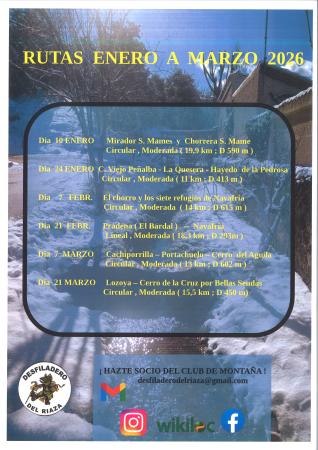 Imagen CALENDARIO RUTAS PRIMER TRIMESTRE DE 2026