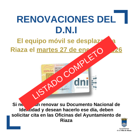 Imagen LISTADO DE RENOVACIONES DEL DNI EN RIAZA COMPLETO.