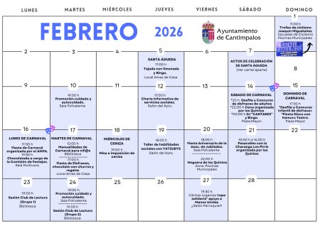 Imagen Calendario de actividades de FEBRERO de 2026