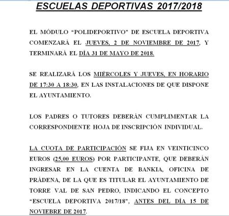 Imagen ESCUELAS DEPORTIVAS 2017/2018