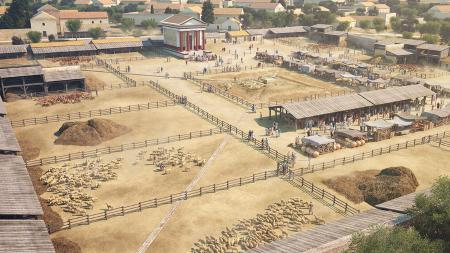 Imagen Foro pecuario Reconstrucción ideal del interior (infografía: J. R. Casals; según Martínez Caballero 2019).