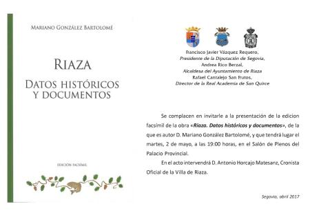 Invitación presentación libro diputación
