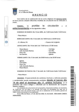 Imagen Bando medidas de tráfico durante la Semana Santa