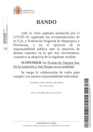 Imagen Bando Municipal sobre las Fiestas Patronales
