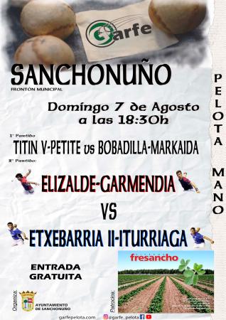 Cartel Garfe Pelota Mano 2022 patrocinado Fresancho