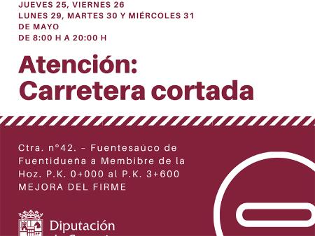 Las obras de mejora del firme en la carretera SG-V-2133 entre Fuentesaúco de Fuentidueña y Membibre de la Hoz obligarán a la Diputación a...