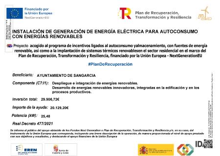Imagen INSTALACIÓN DE GENERACIÓN DE ENERGÍA ELÉCTRICA PARA AUTOCONSUMO CON ENERGÍAS RENOVABLES