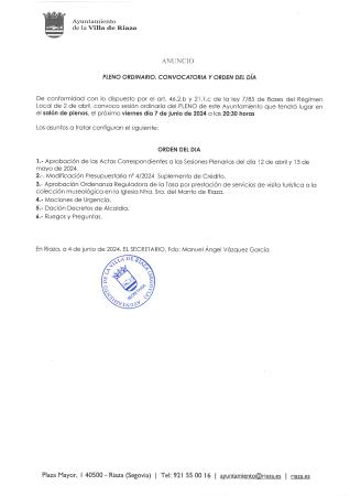 Imagen Sesión Plenaria Ordinaria de 7 de junio de 2024