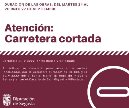 Las obras de mejora del firme en la SG-V-3222 entre Balisa y Villoslada obligarán a la Diputación a cortar el tráfico del 24 al 27 de septiembre