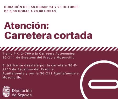 Las obras de refuerzo del firme en la SG-V-2201 entre Escalona del Prado y Mozoncillo obligan a la Diputación a cortar de nuevo el tráfico los...